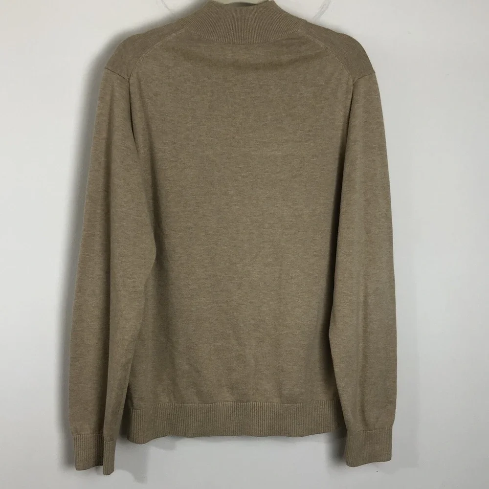 Vineyard Vines Shep & Ian 1/4 Zip Lightweight Cotton Whale Beige Sweater Medium